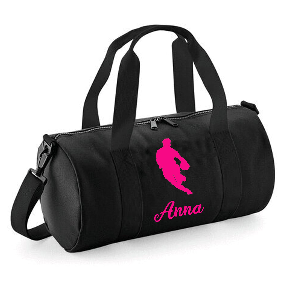 Personalised Rugby Player Barrel Bag | Kids Sports Holdall with Name
