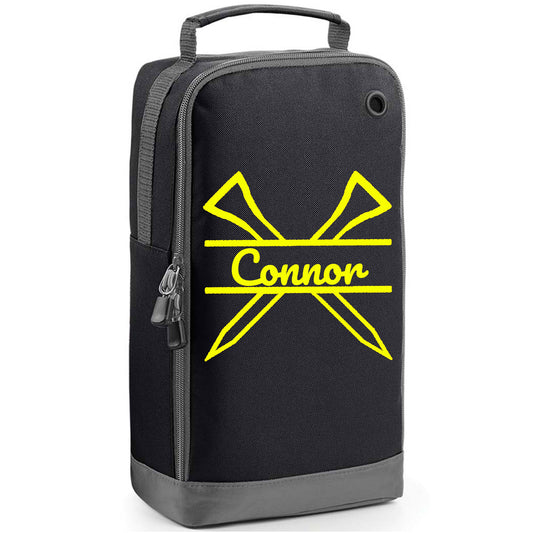 Personalised Golf Shoe Bag with Crossed Tees & Name or Initials  - Always Looking Good - Black