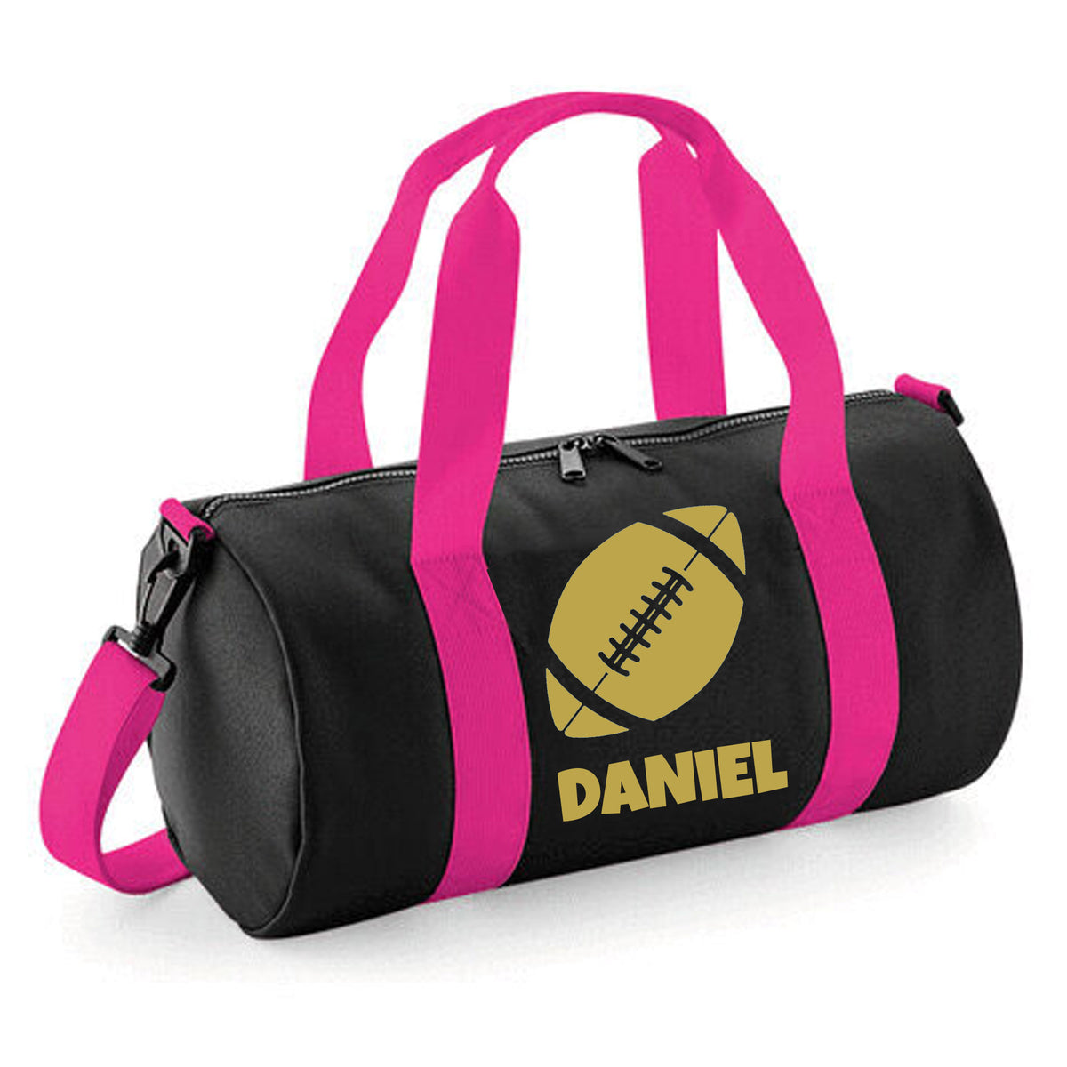 Personalised Rugby Ball Barrel Bag | Kids Sports Holdall with Name