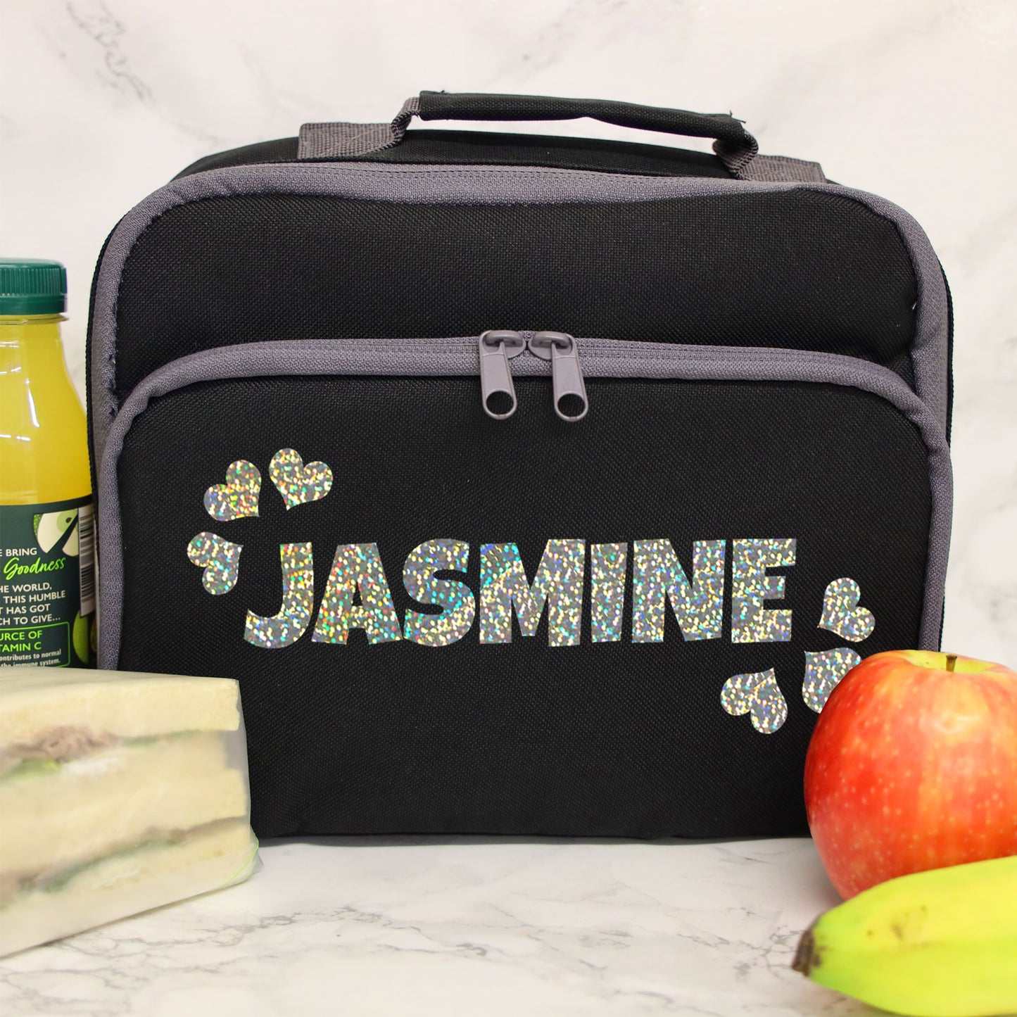 Personalised Childrens Lunch Bag in Heart-themed Design - Always Looking Good -
