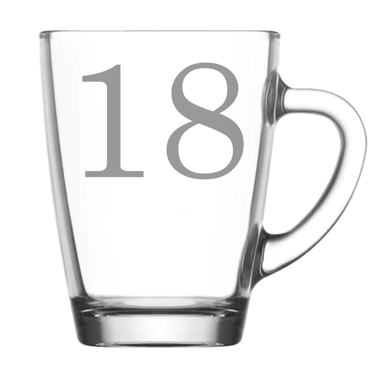 18th Birthday Engraved Glass Coffee Mug – Personalised Age & Name Gift