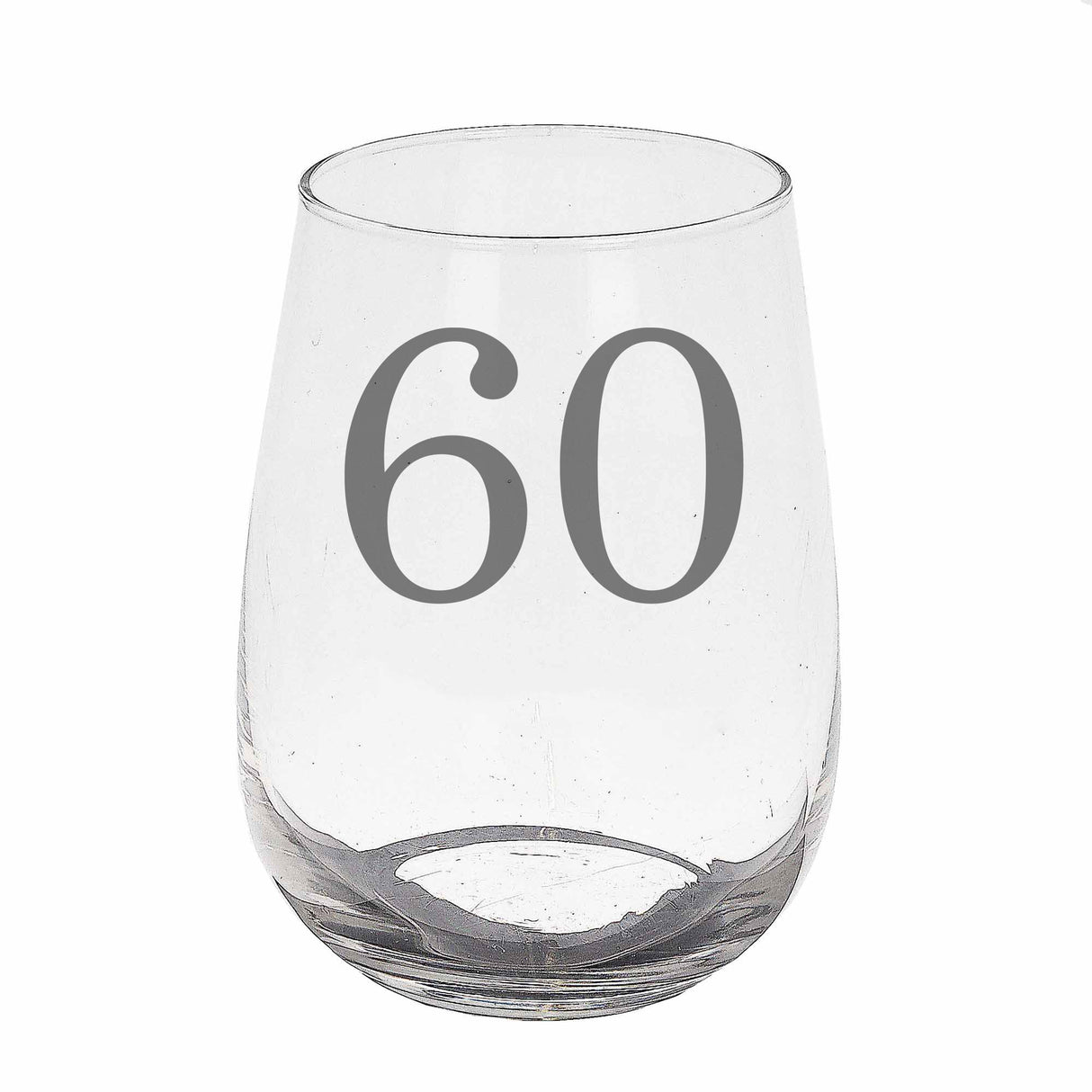 Personalised Engraved Name and Age Stemless Gin Glass – Birthday Gift