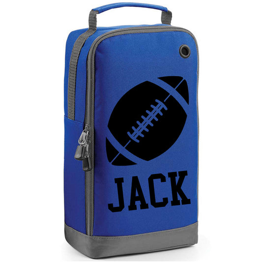 Personalised Rugby Boot Bag with Design & Name - Always Looking Good - Black  - Royal Blue
