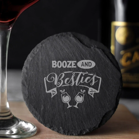 Booze And Besties Engraved Whisky Glass and/or Coaster Set - Always Looking Good - Round Coaster Only whisky glass gift set
