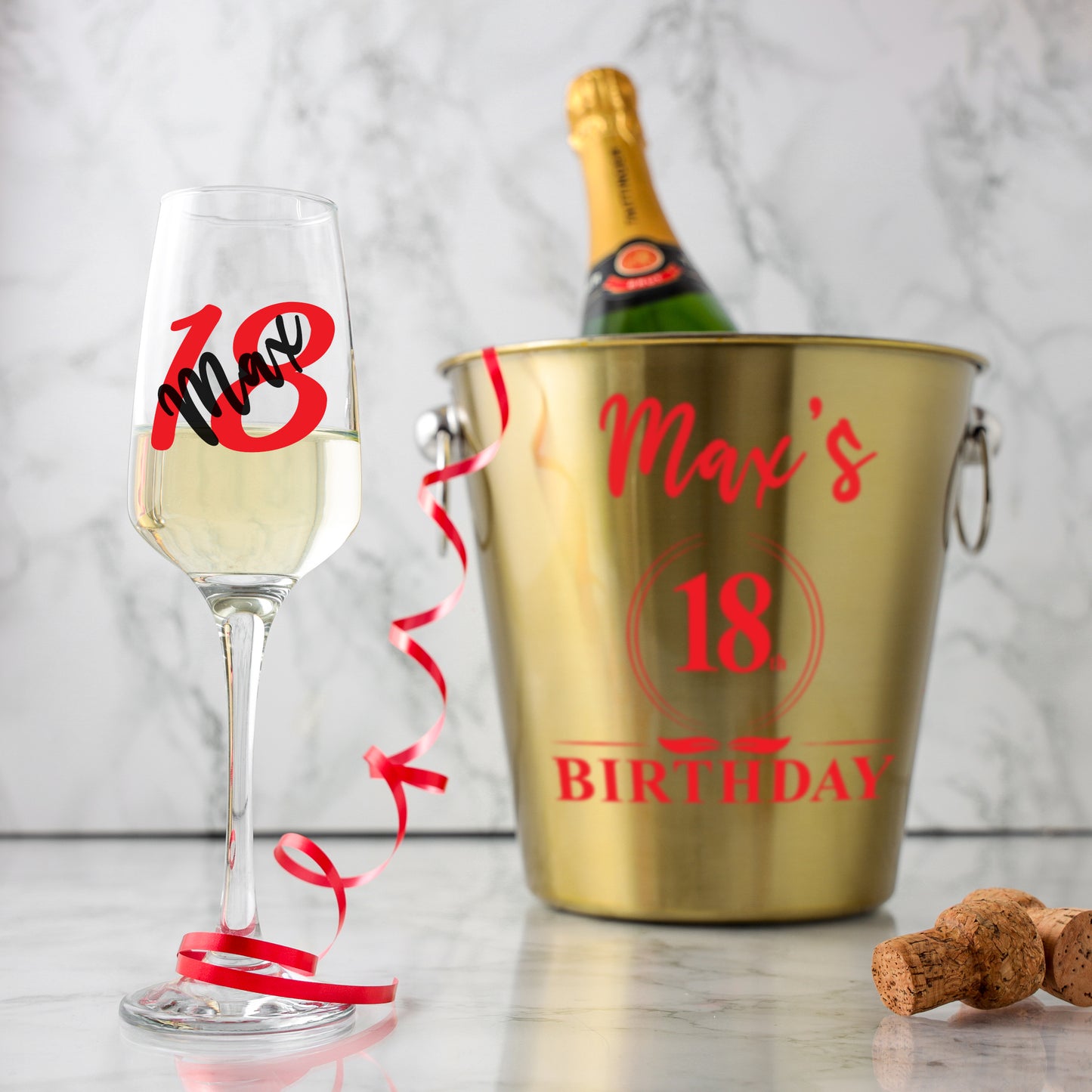 Personalised Gold Ice bucket 18th Birthday and Glass Gift with Name - Always Looking Good - Ice Bucket and Glass
