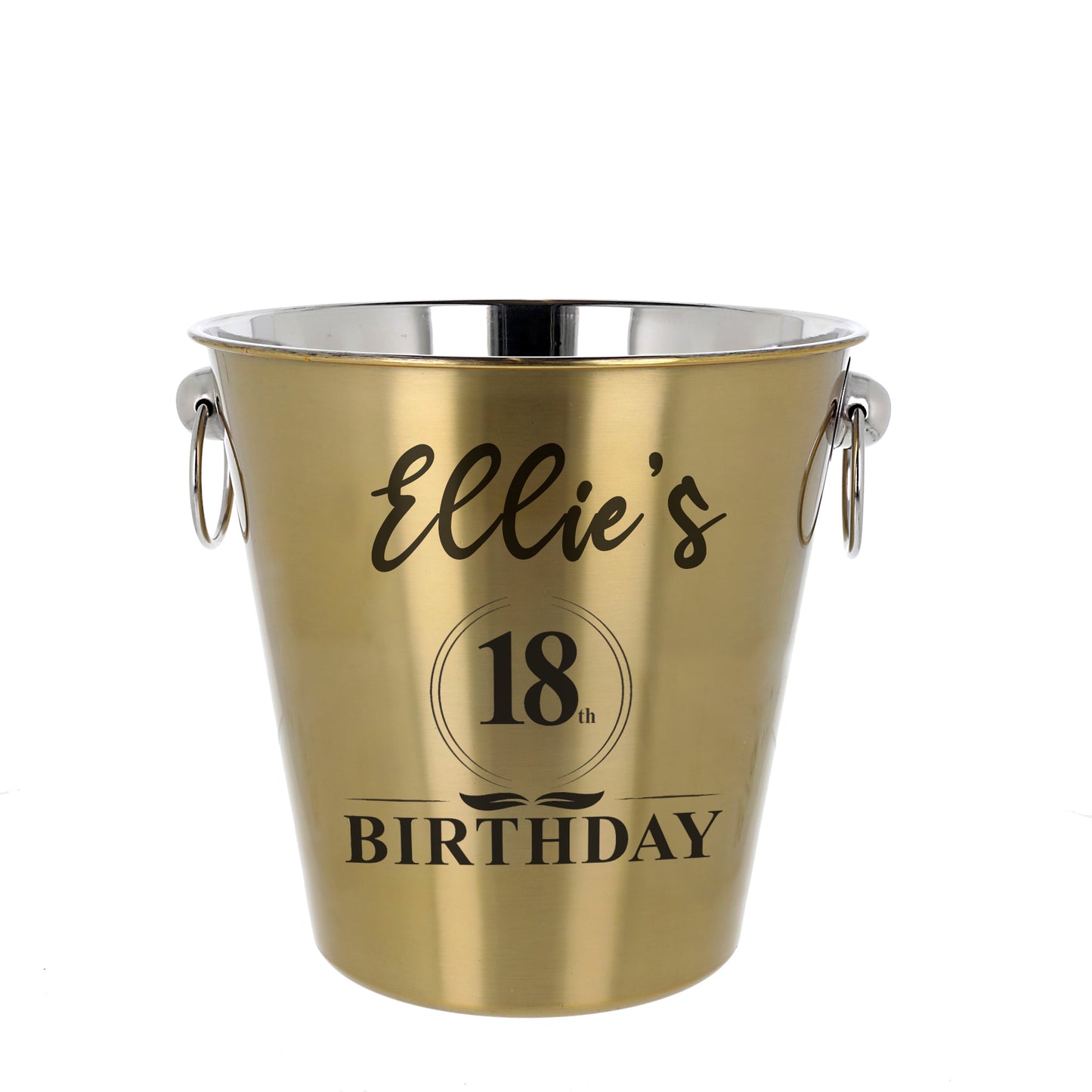 Personalised Gold Ice bucket 18th Birthday and Glass Gift with Name - Always Looking Good - Ice Bucket Only
