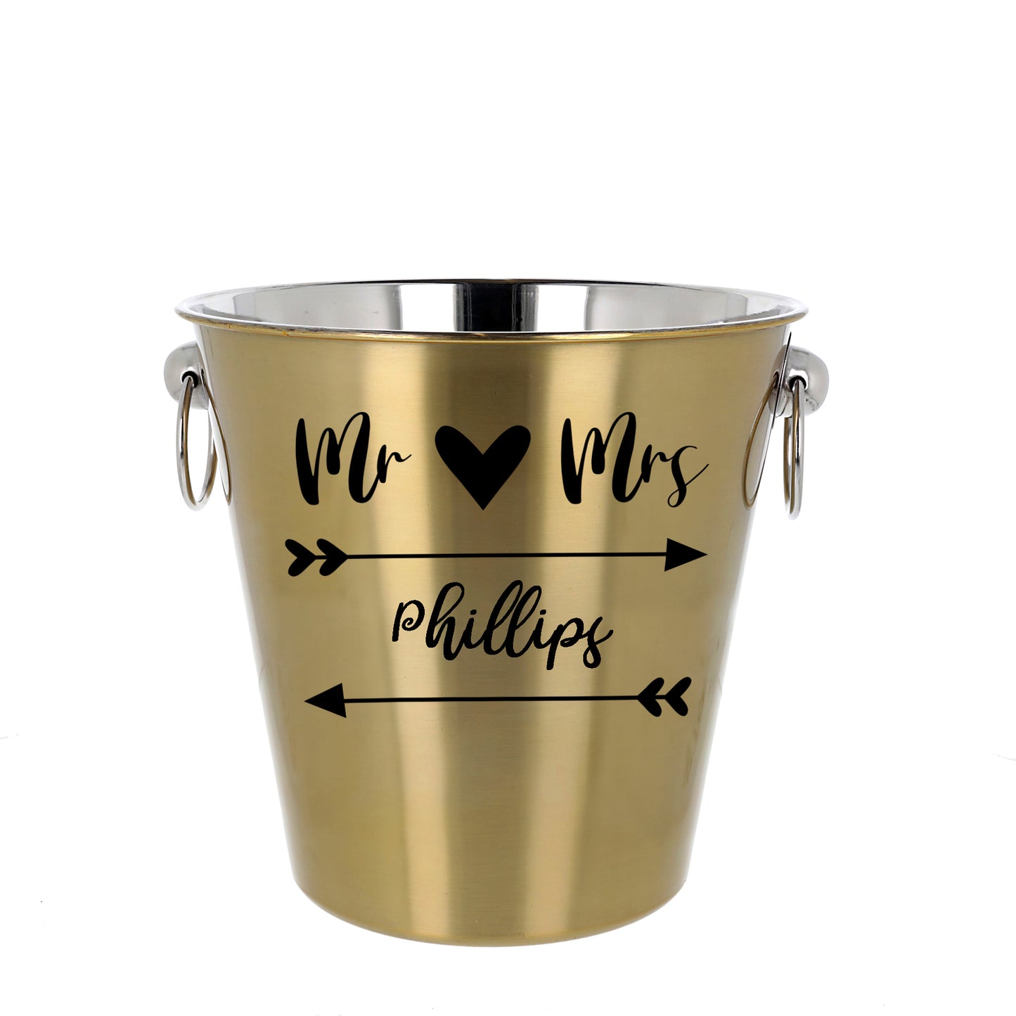 Personalised Wedding Gold Ice Bucket With matching Champagne Glasses - Always Looking Good -
