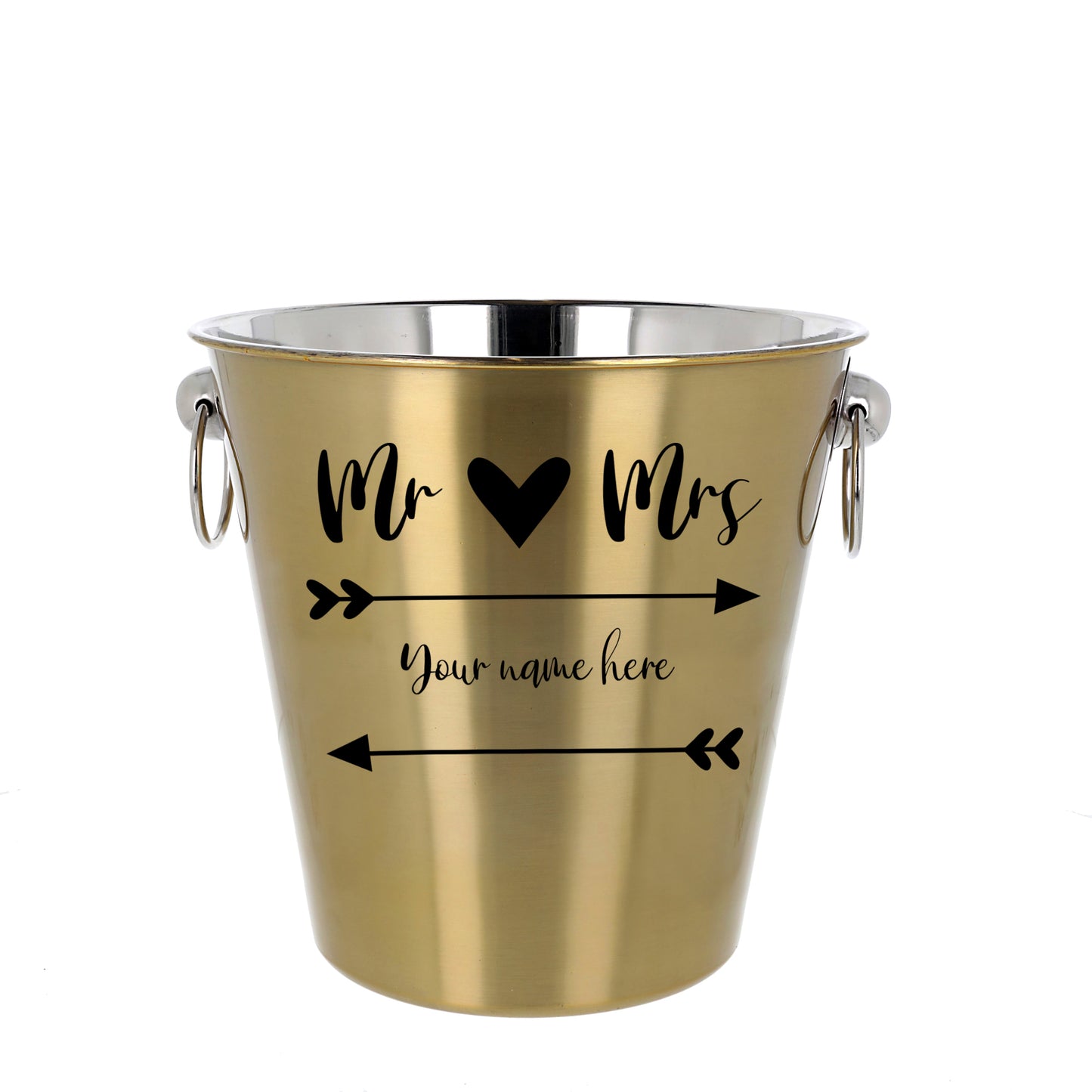 Personalised Wedding Gold Ice Bucket With matching Champagne Glasses - Always Looking Good -