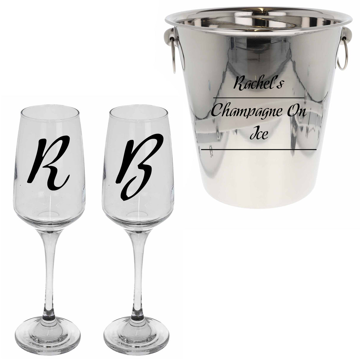 Personalised Drinks on Ice Bucket With matching Champagne or Beer Glasses - Always Looking Good -