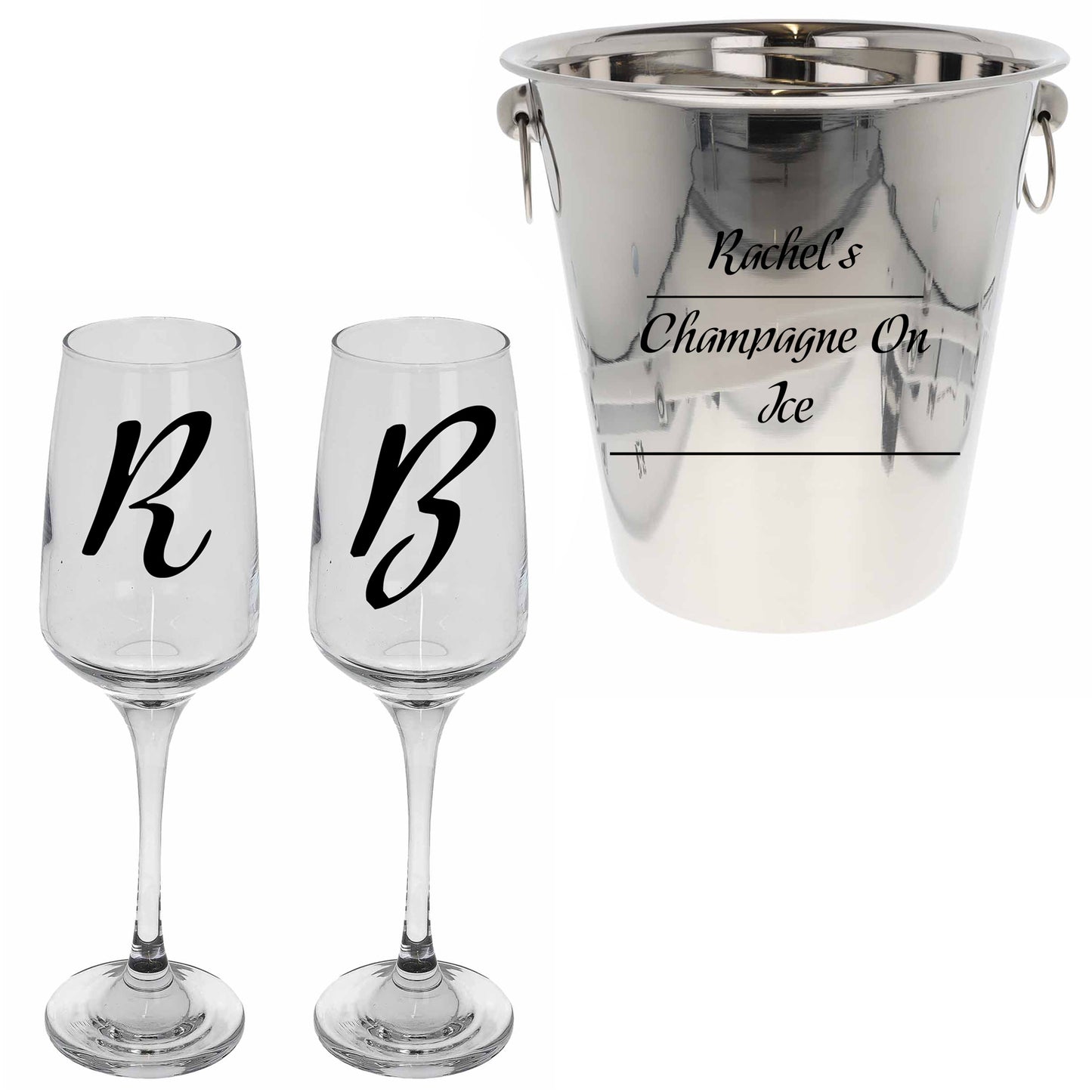 Personalised Drinks on Ice Bucket With matching Champagne or Beer Glasses - Always Looking Good -