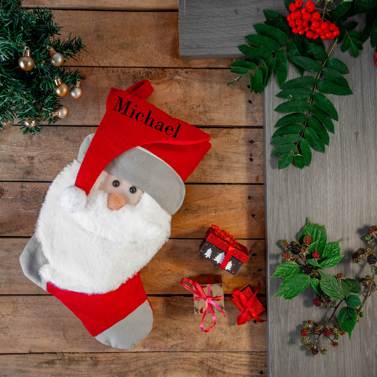 Embroidered Personalised 3D Christmas Stocking With Santa Or Snowman Design - Always Looking Good - Santa