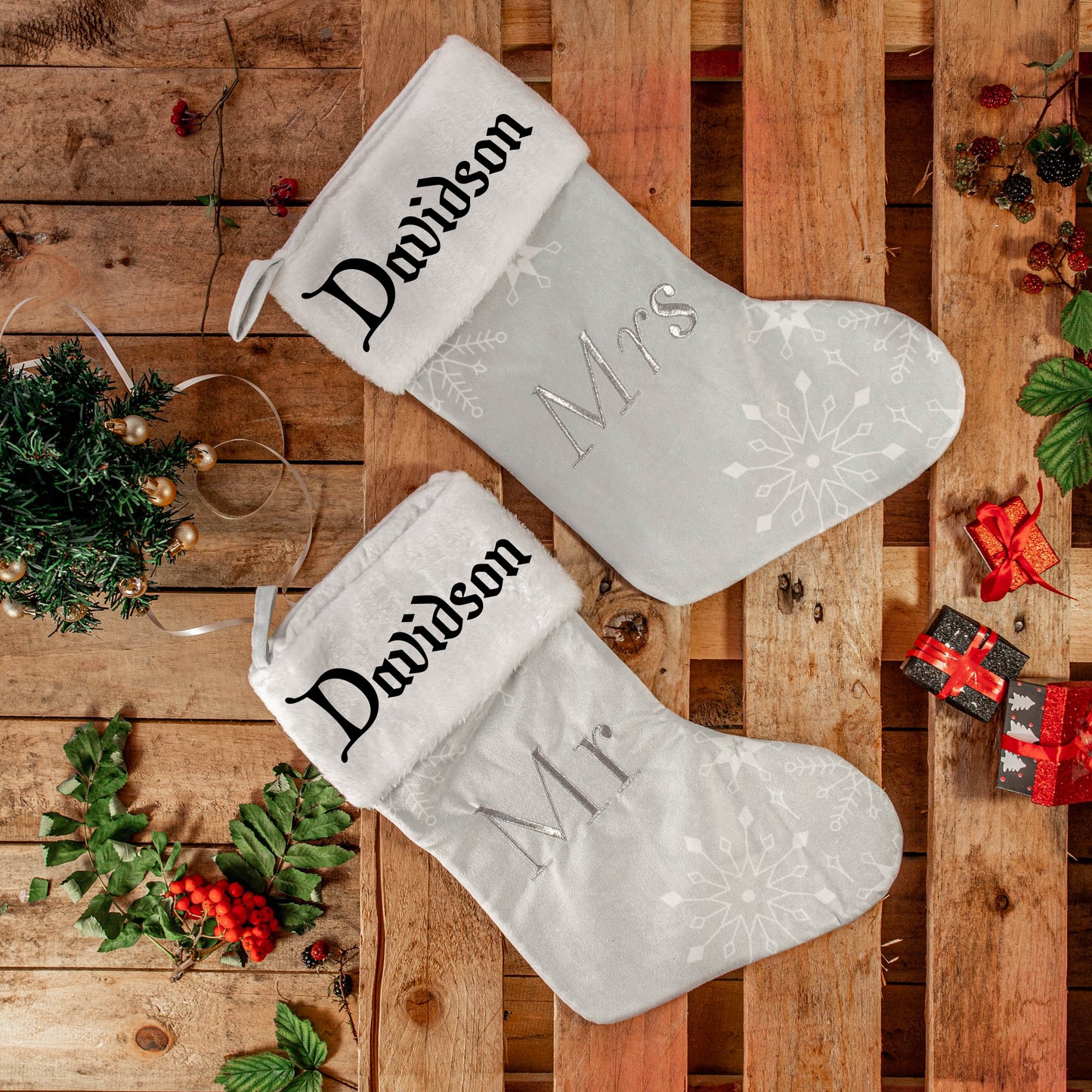 Embroidered Personalised Mr & Mrs, Mr & Mr, Mrs & Mrs Christmas Stocking - Always Looking Good -