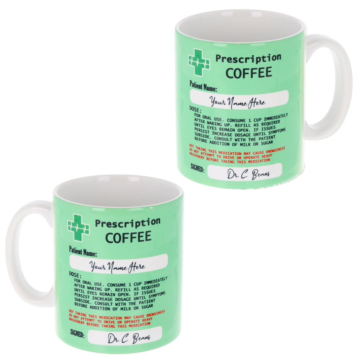 Personalised Prescription Coffee Ceramic Mug – Funny Gift for Coffee Lovers
