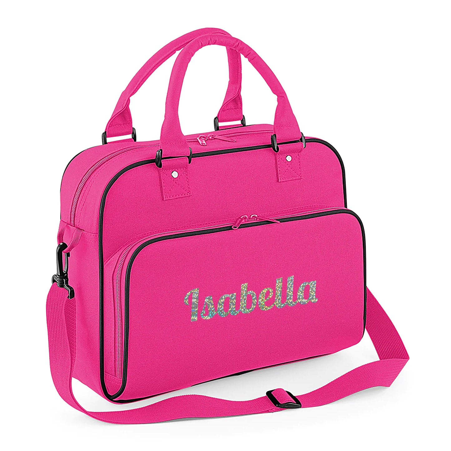 Personalised Girls Sports Bag with Name Dancing Swimming Gymnastic School Gym Bag - Always Looking Good - Hot Pink Name Only