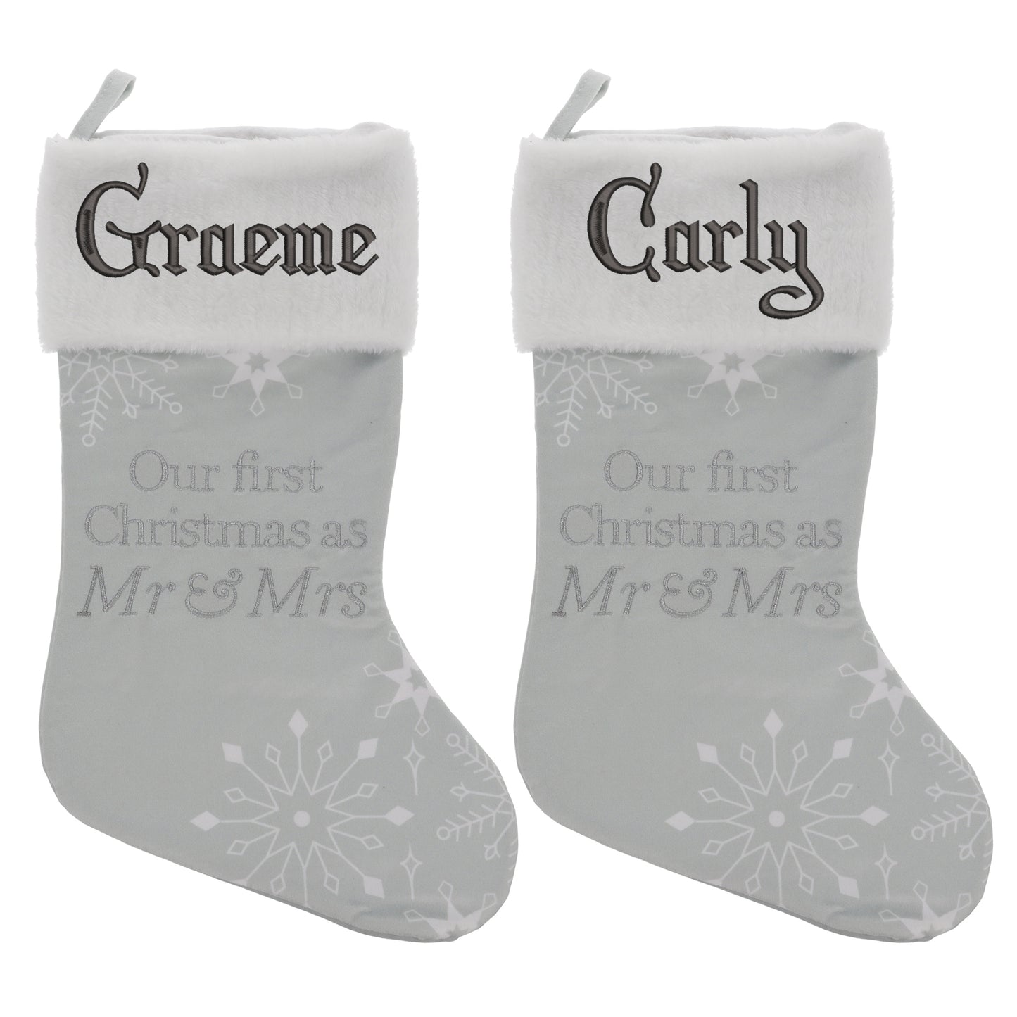 Embroidered Personalised Mr & Mrs First Christmas Stocking - Always Looking Good -