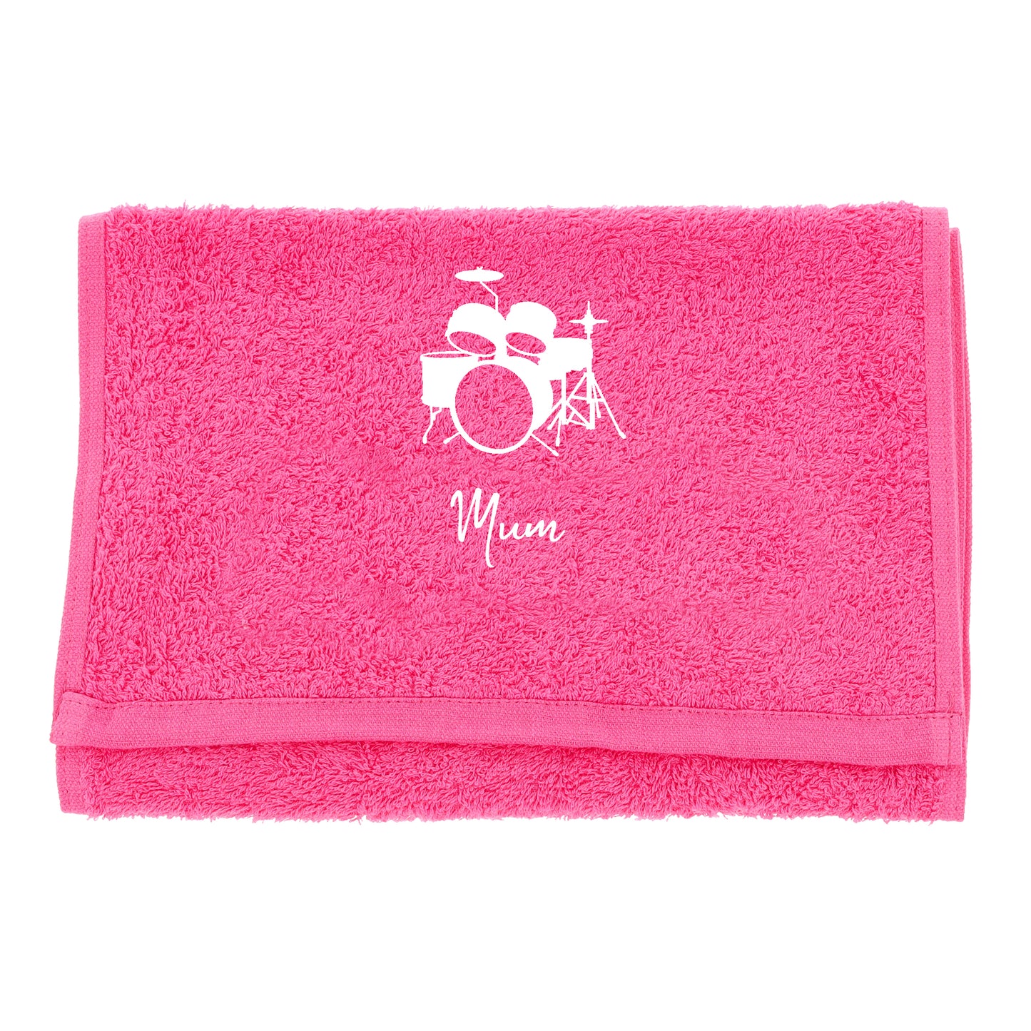 Personalised Embroidered Drummer Towel - Always Looking Good - Pink