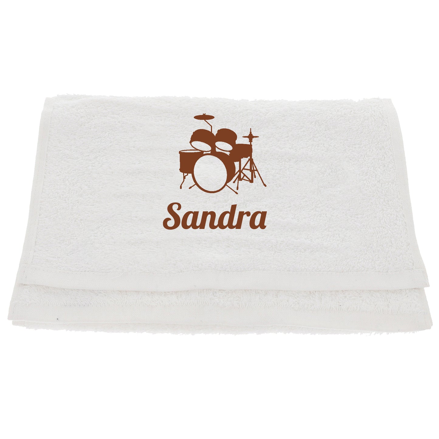 Personalised Embroidered Drummer Towel - Always Looking Good - White