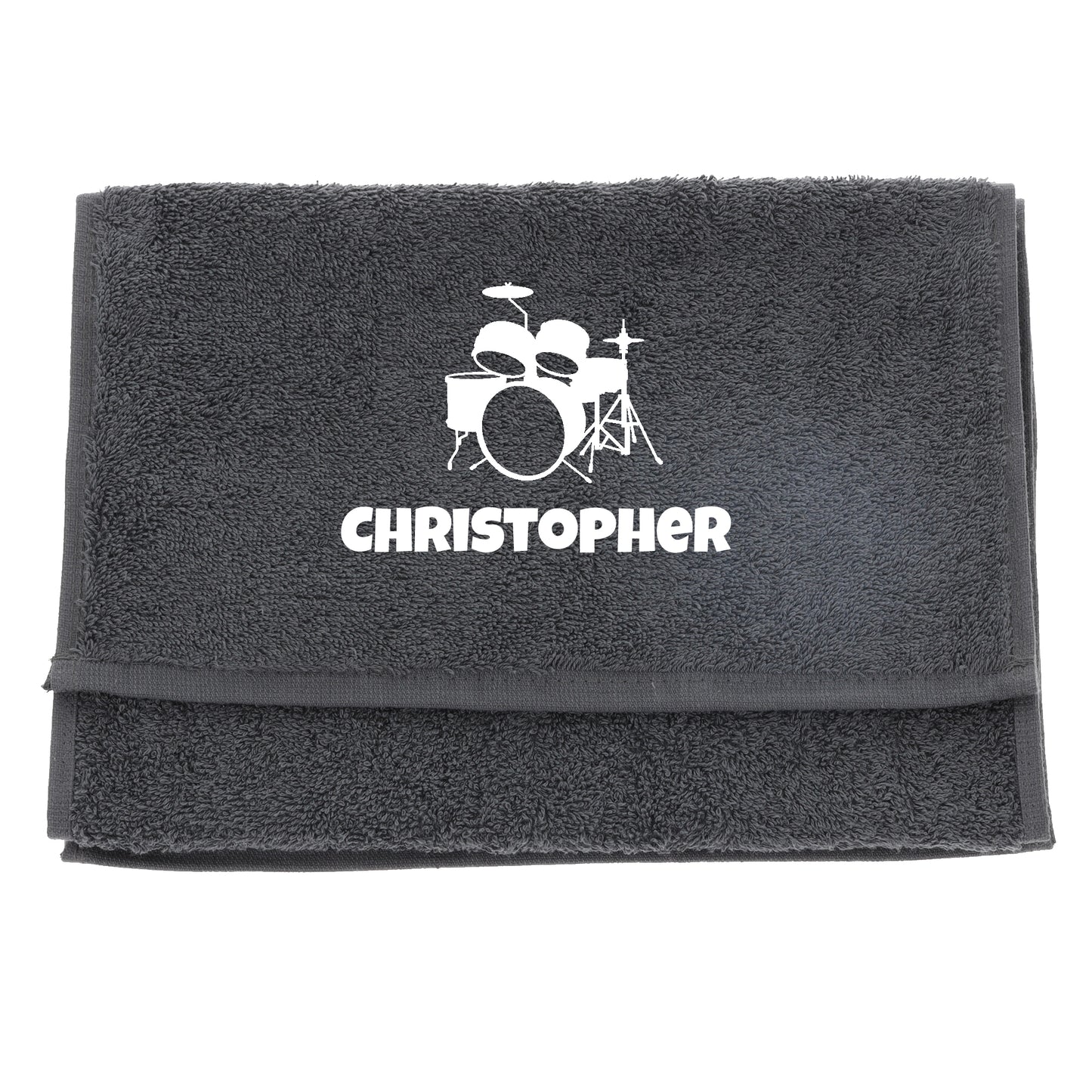 Personalised Embroidered Drummer Towel - Always Looking Good - Slate Grey