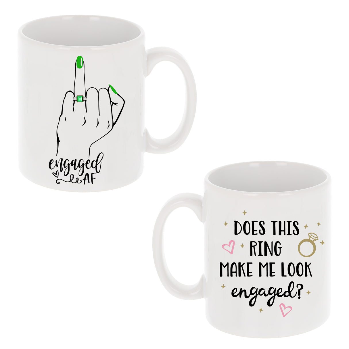 Personalised Engaged AF Does This Ring Make Me Look Engaged Mug and/or Coaster Gift - Always Looking Good -