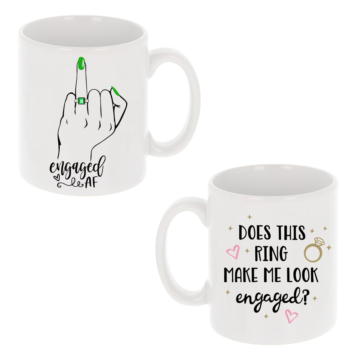 Personalised Engaged AF Does This Ring Make Me Look Engaged Mug and/or Coaster Gift - Always Looking Good -
