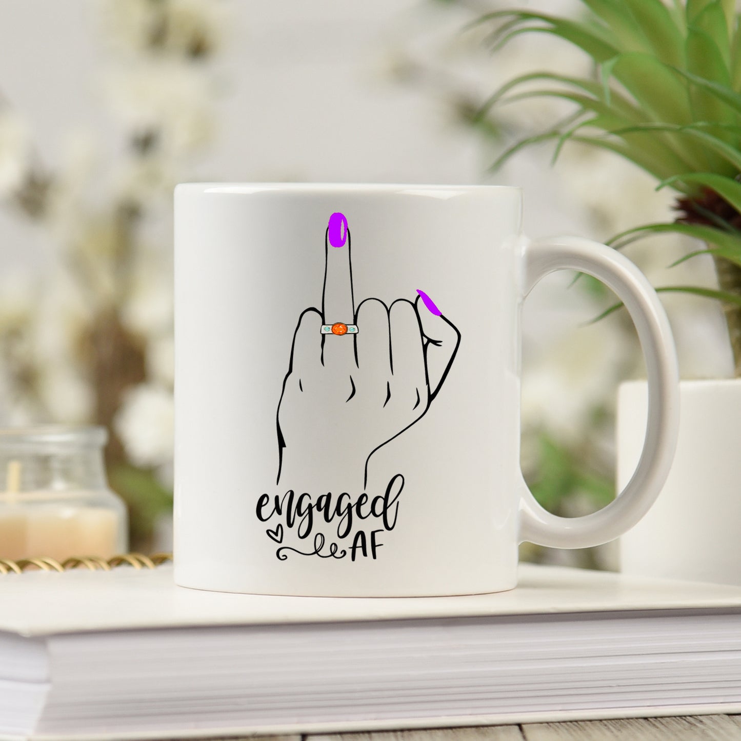 Funny Engagement Gifts Mug And/or Coaster Gift “Engaged AF | Does This Ring Make Me Look Engaged