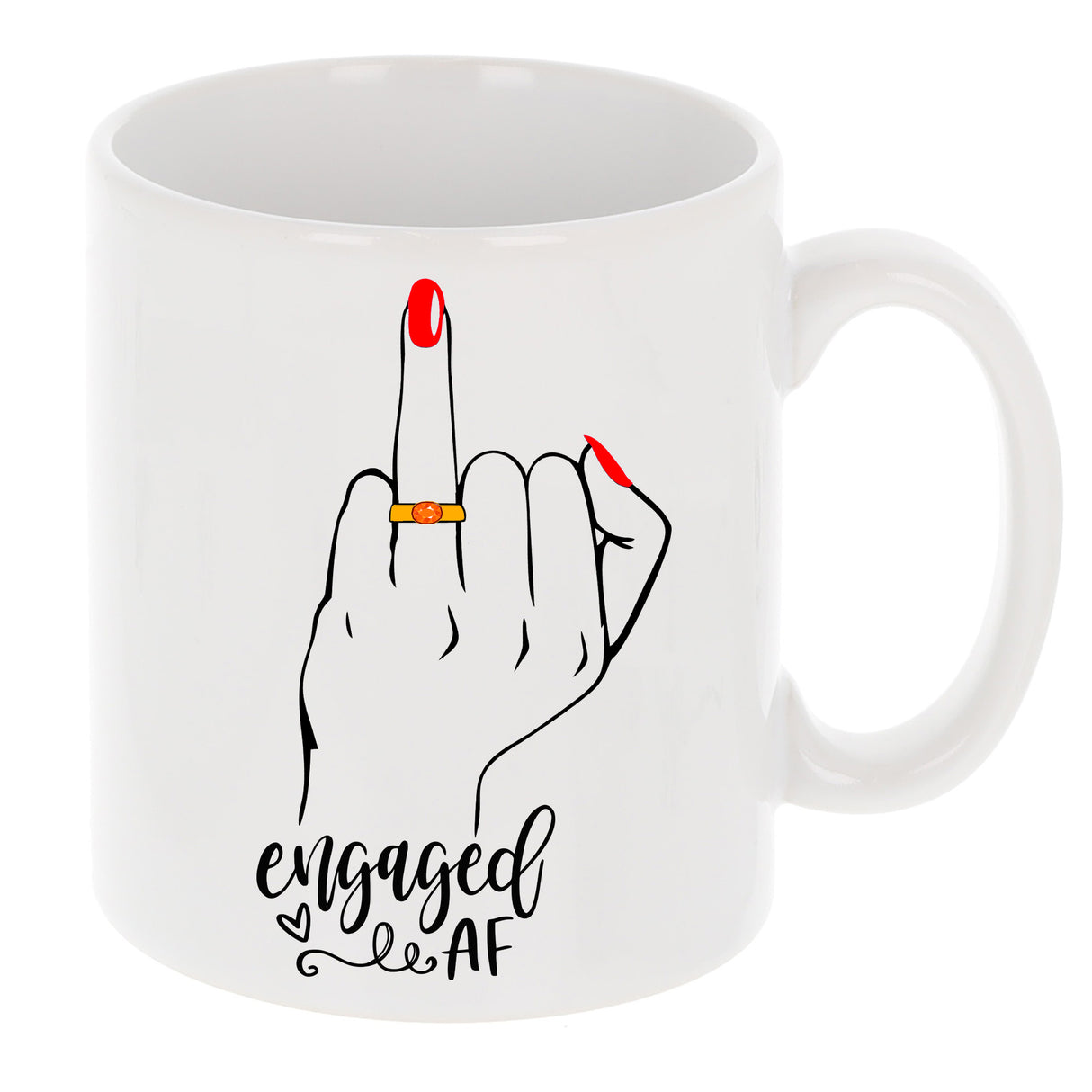 Does This Ring Make Me Look Engaged Personalised Ceramic Mug – Funny Engagement Gift