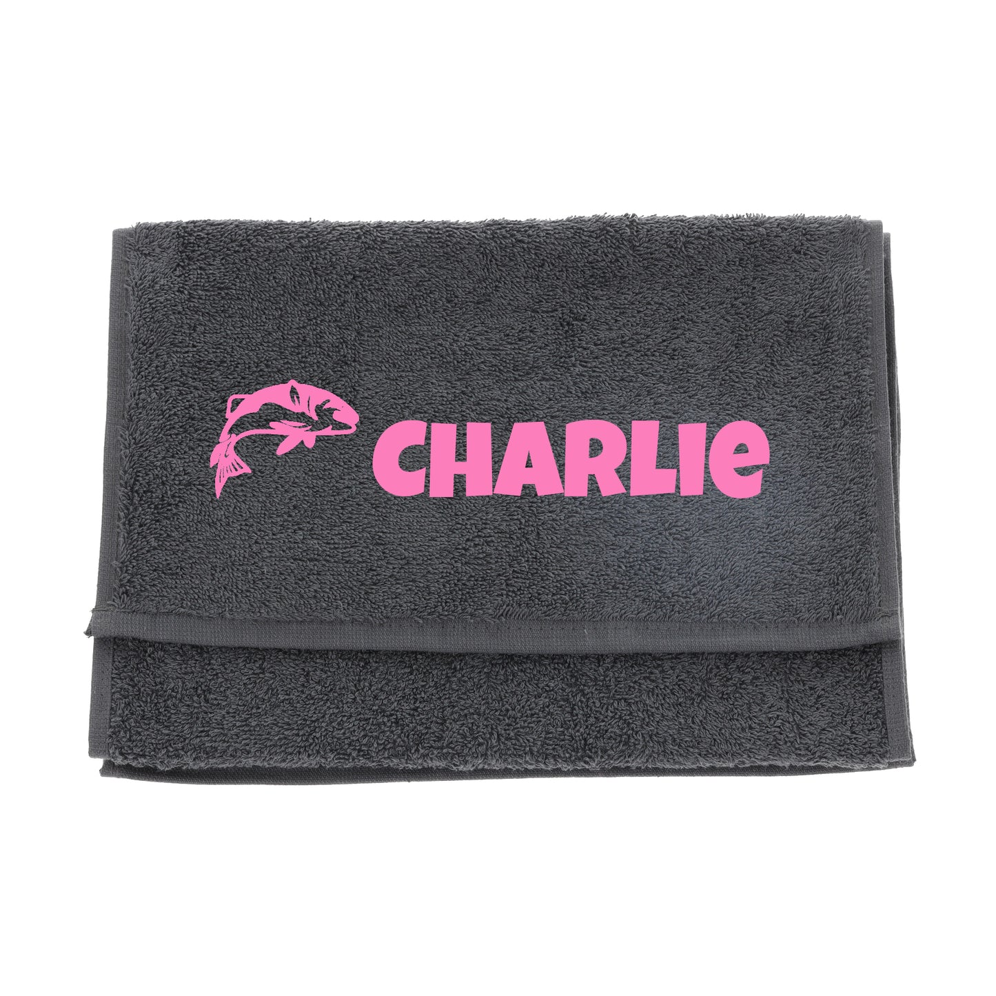 Personalised Embroidered Fishing Towel - Always Looking Good - Slate Grey