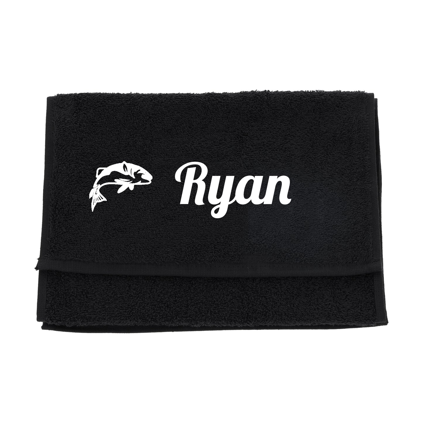 Personalised Embroidered Fishing Towel - Always Looking Good - Black