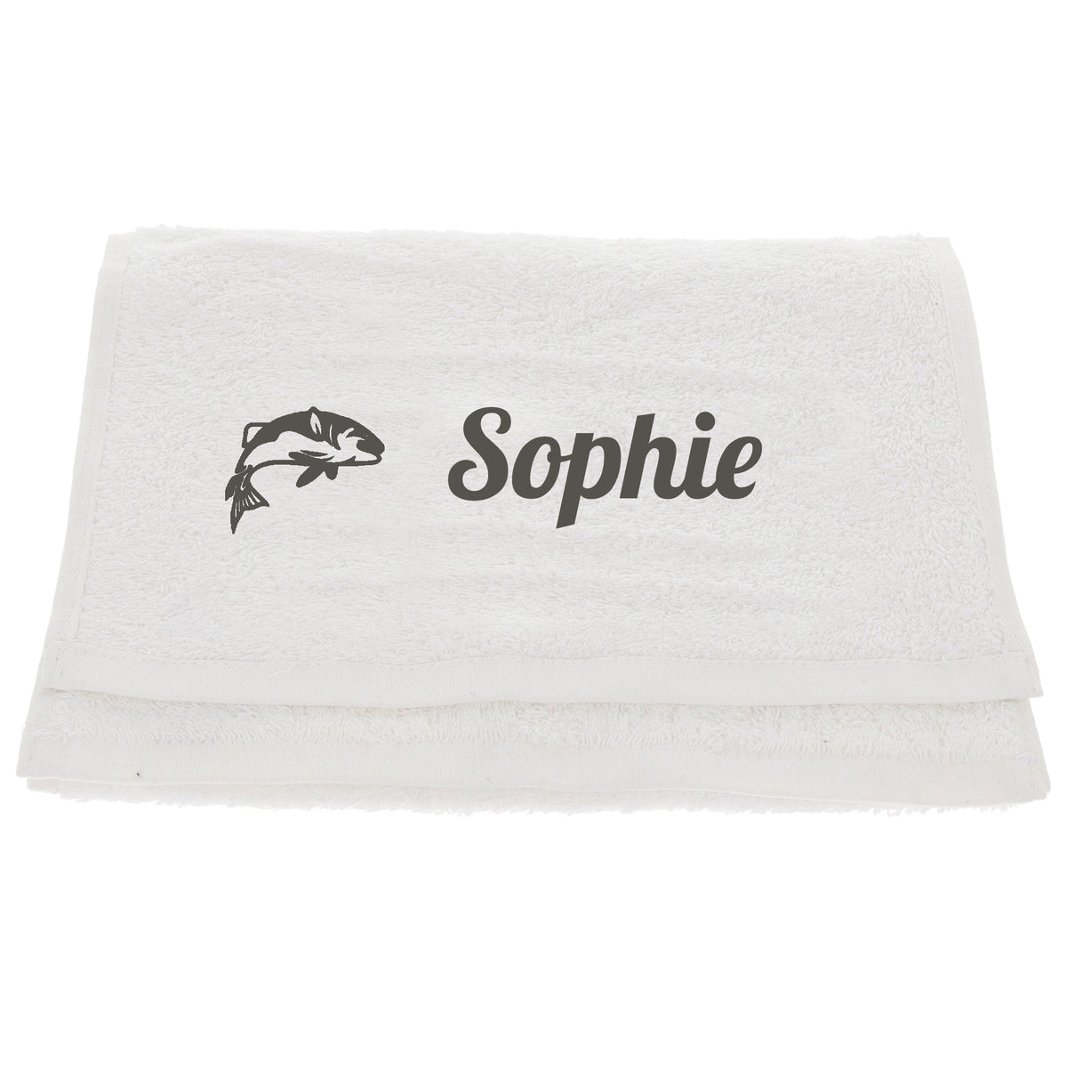 Personalised Embroidered Fishing Towel - Always Looking Good - White