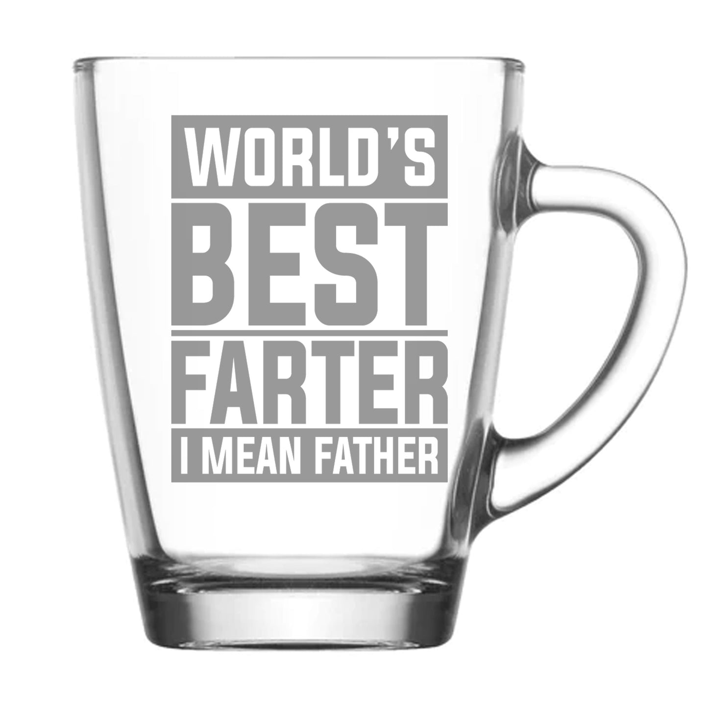 Best Farter I Mean Father Glass Coffee Mug – Block Design | Dad Gift