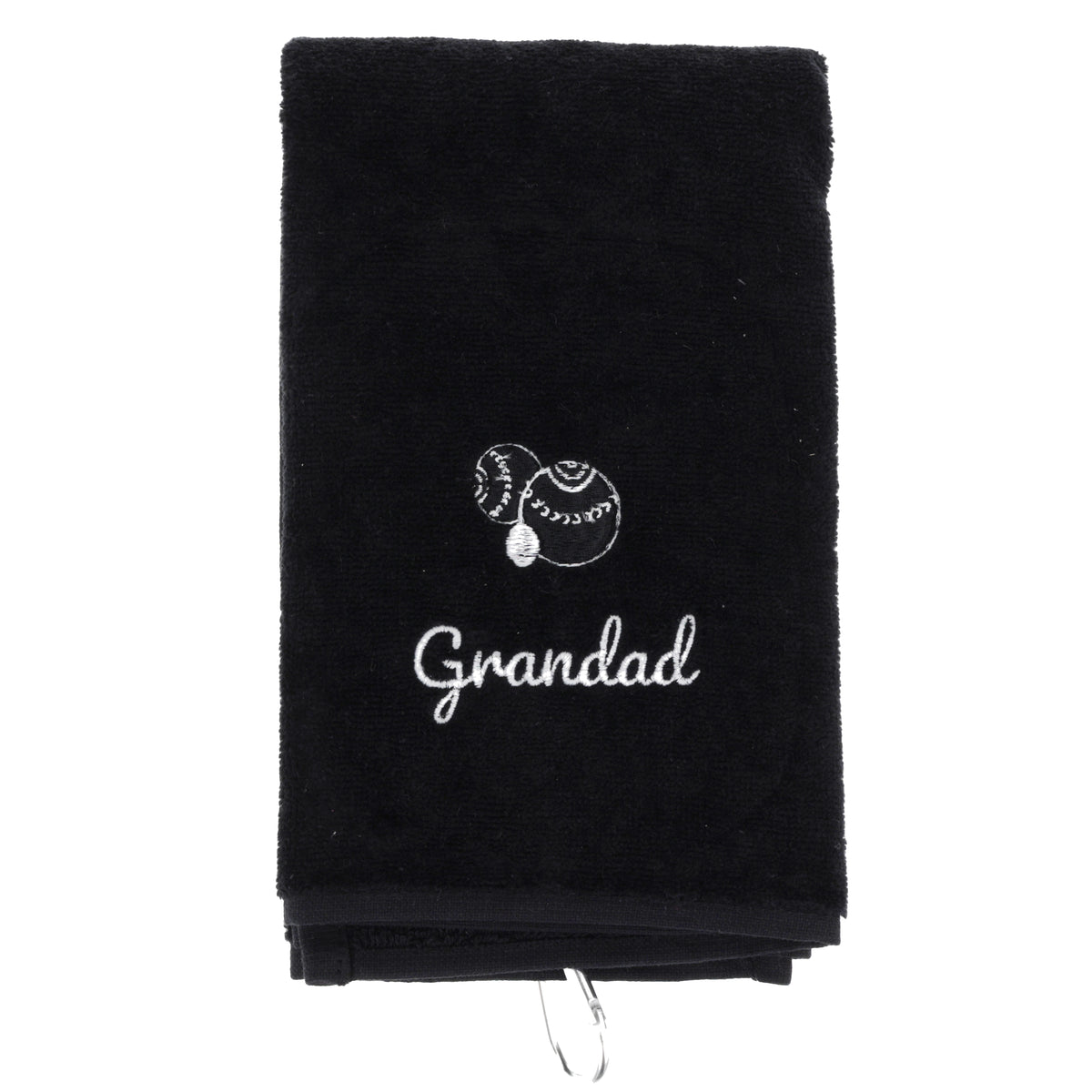 Personalised Lawn Bowls Towel – Tri-Fold with Name & Carabiner Clip