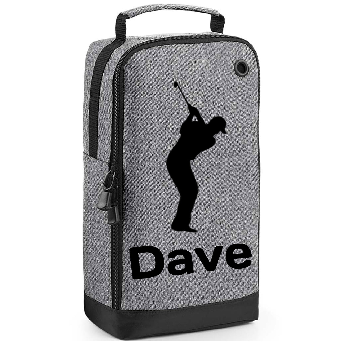 Personalised Golf Shoe Bag with Male Golfer & Name or Initials - Always Looking Good - Grey