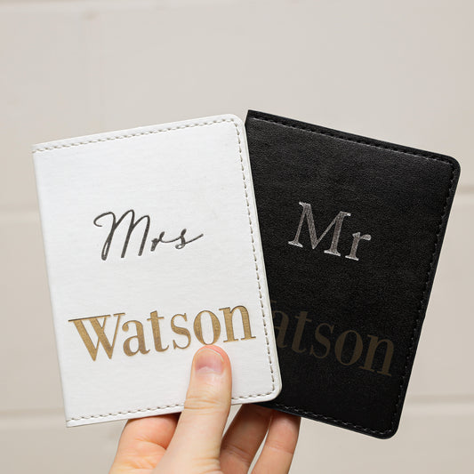 Personalised Honeymoon Accessories - Personalised Mr and Mrs Passport Covers  - Always Looking Good -