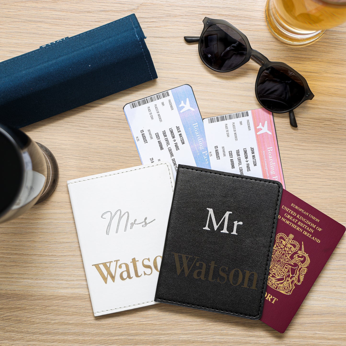 Personalised Honeymoon Accessories - Personalised Mr and Mrs Passport Covers - Always Looking Good -