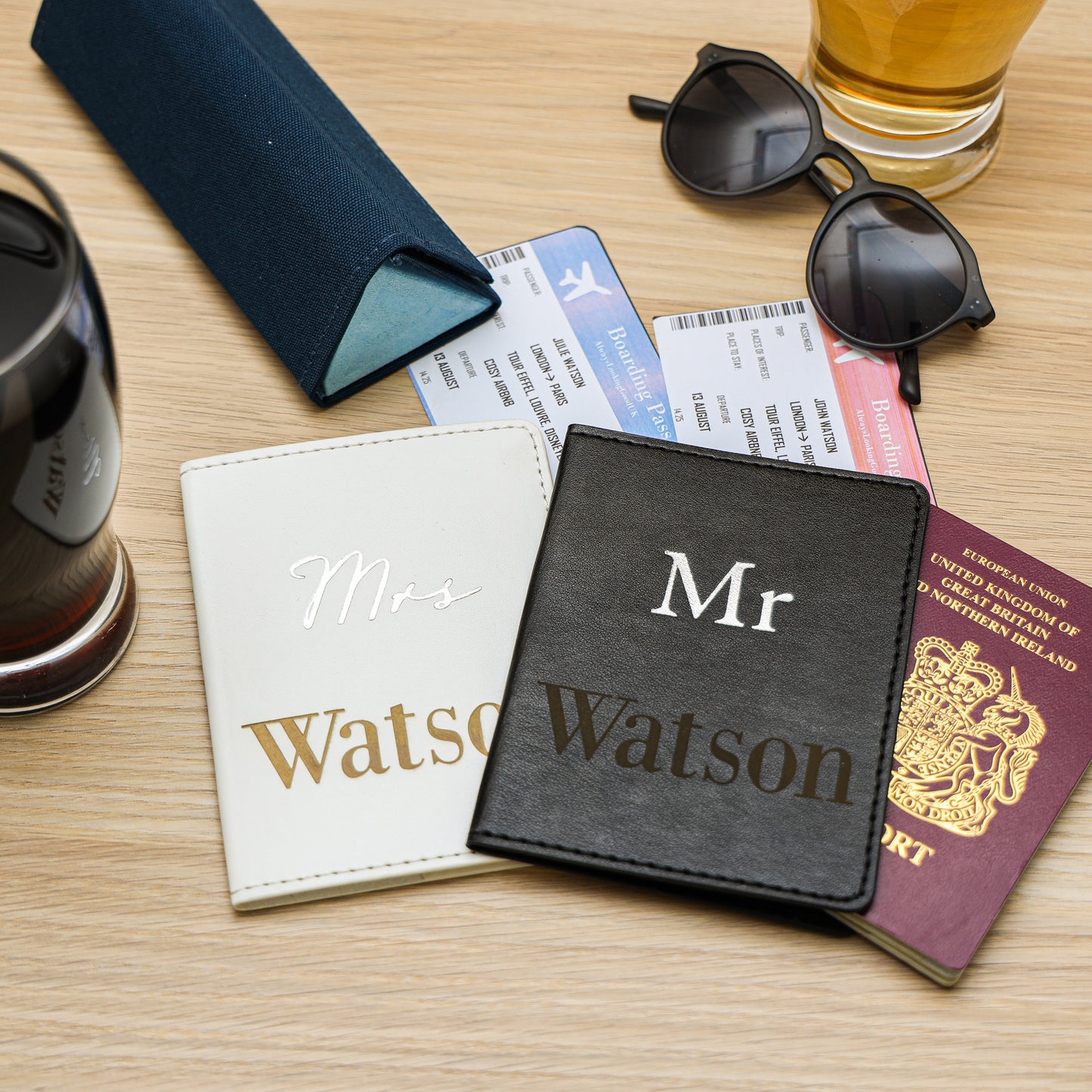 Personalised Honeymoon Accessories - Personalised Mr and Mrs Passport Covers - Always Looking Good -