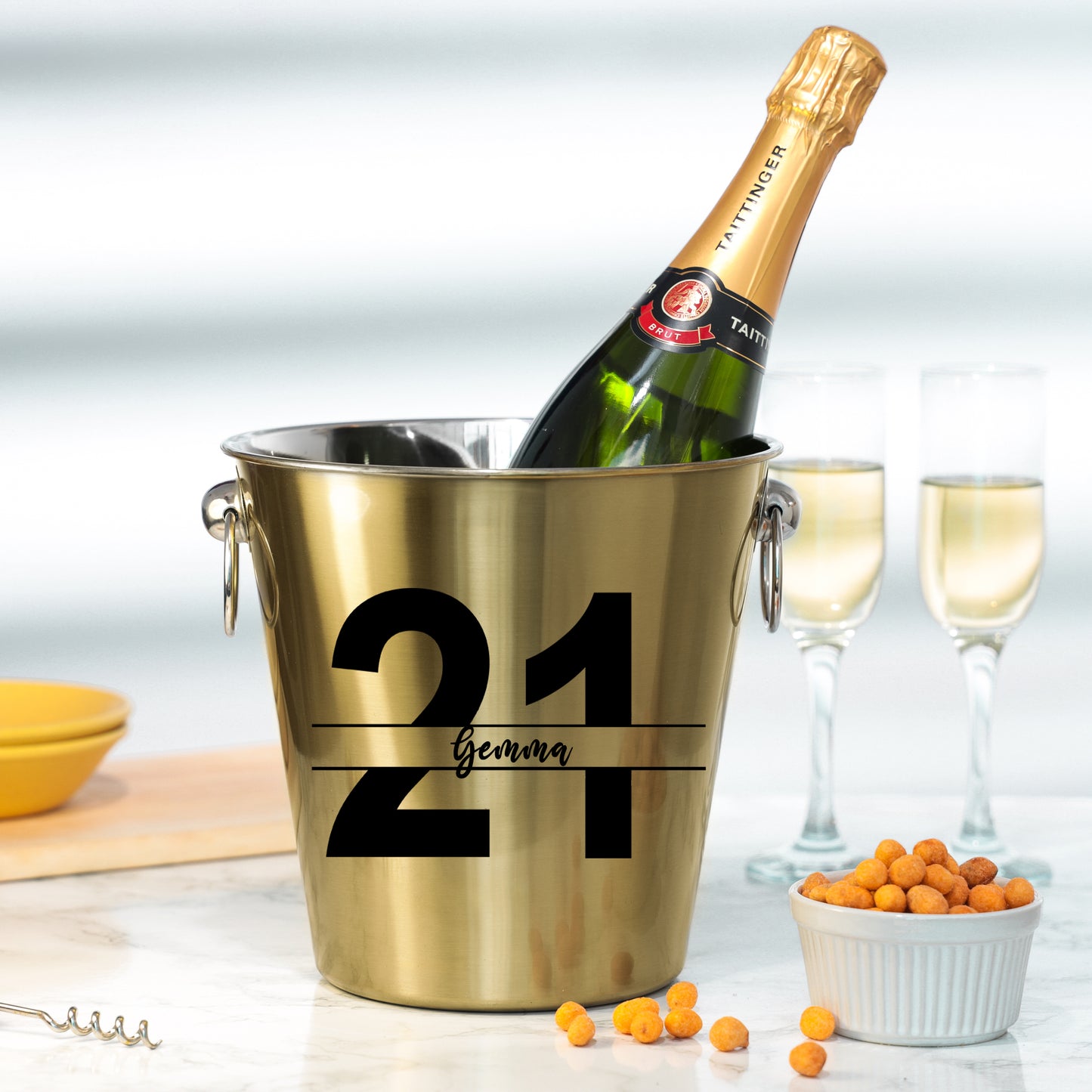 Personalised Gold Ice Bucket 21st Birthday & Glass Gift with Name - Always Looking Good -
