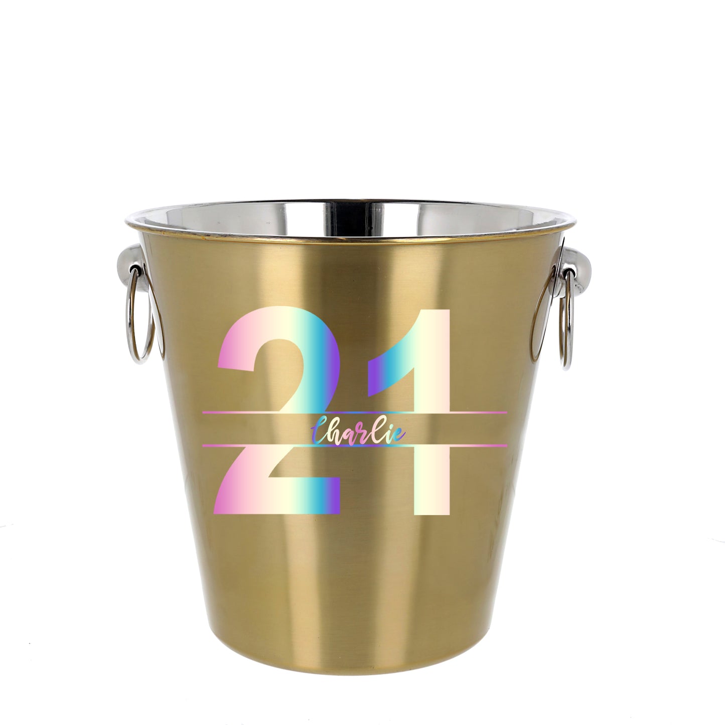 Personalised Gold Ice Bucket 21st Birthday & Glass Gift with Name - Always Looking Good -