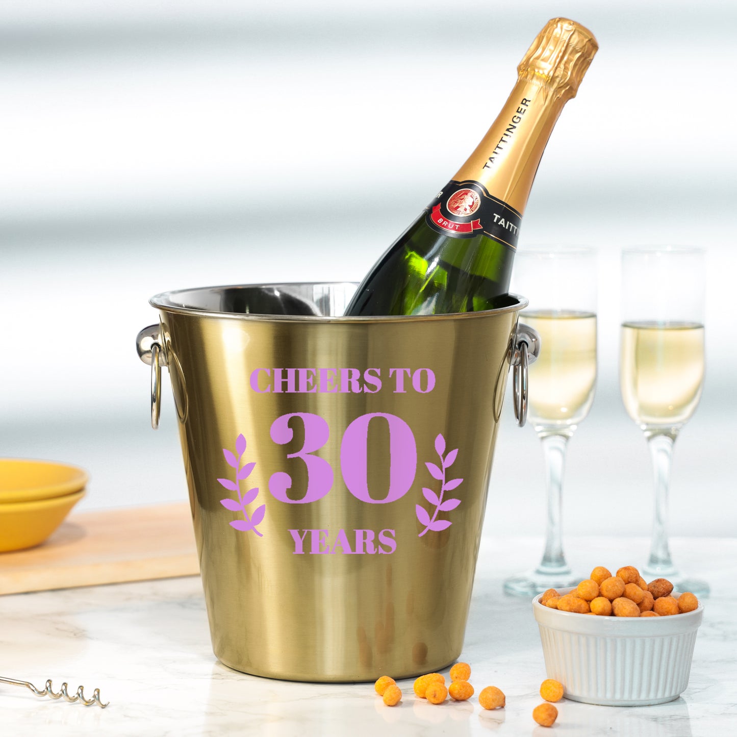 Personalised Gold Ice Bucket & Glass 30th Birthday Gift with Name - Always Looking Good -