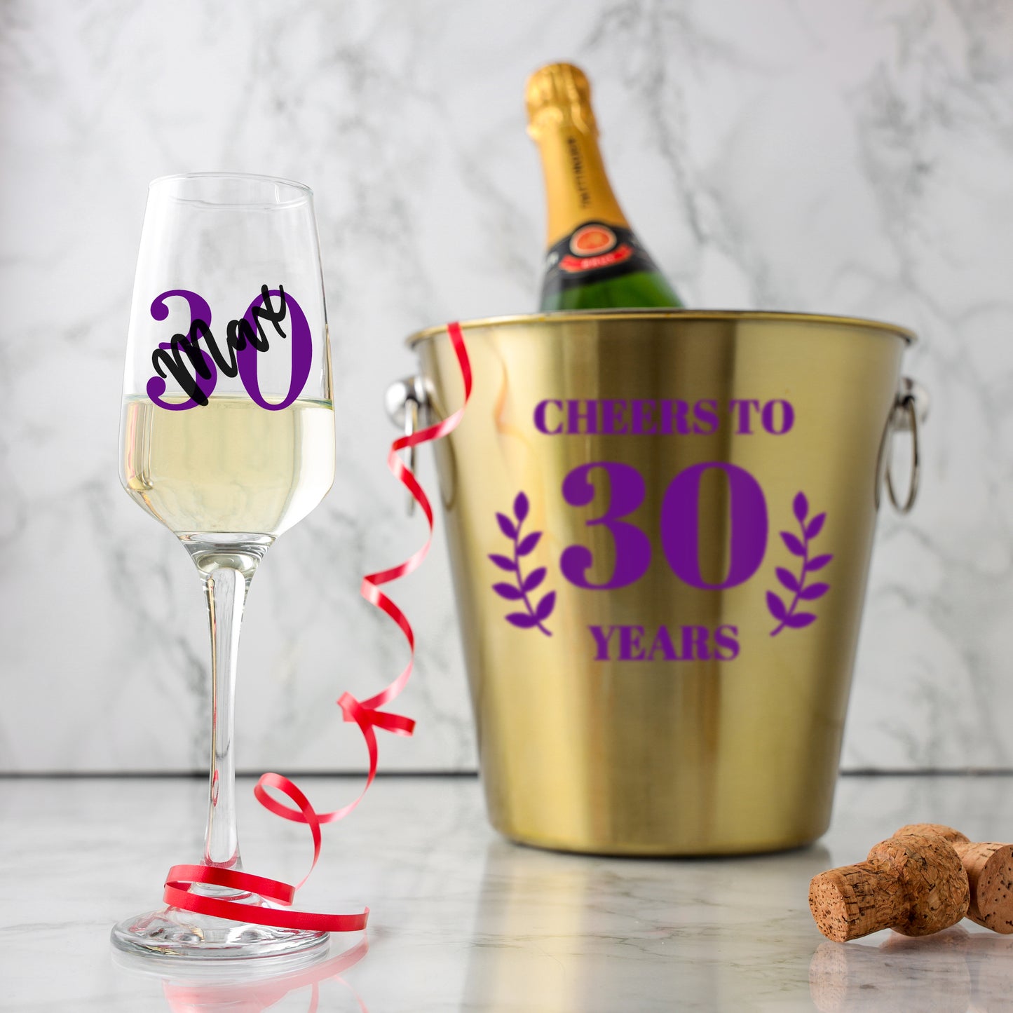 Personalised Gold Ice Bucket & Glass 30th Birthday Gift with Name - Always Looking Good - Ice Bucket and Glass