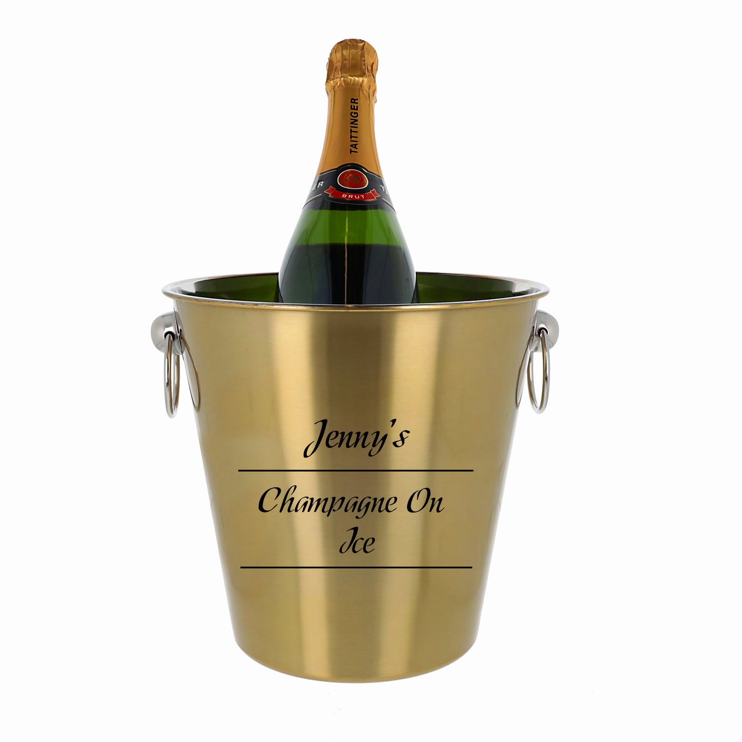 Personalised Drinks on Ice Gold Bucket With matching Champagne or Beer Glasses - Always Looking Good - Ice Bucket Only