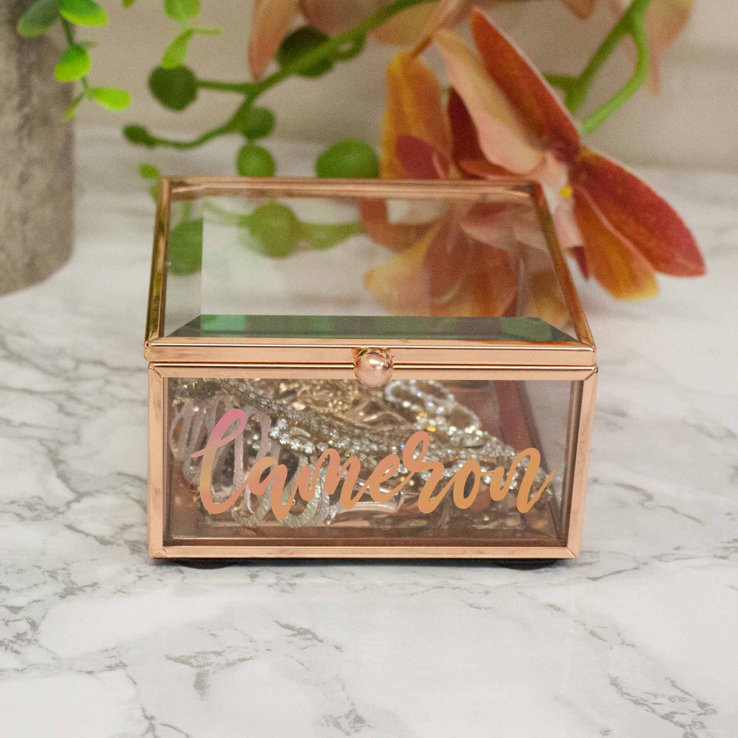 Personalised Rose Gold Mirrored Jewellery Box – Customised Trinket Gift - Always Looking Good -