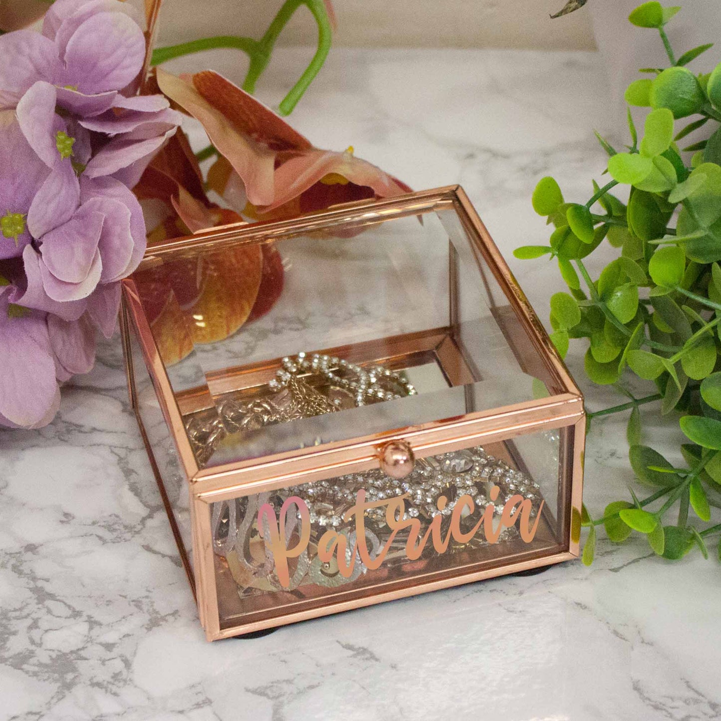Personalised Rose Gold Mirrored Jewellery Box – Customised Trinket Gift - Always Looking Good -