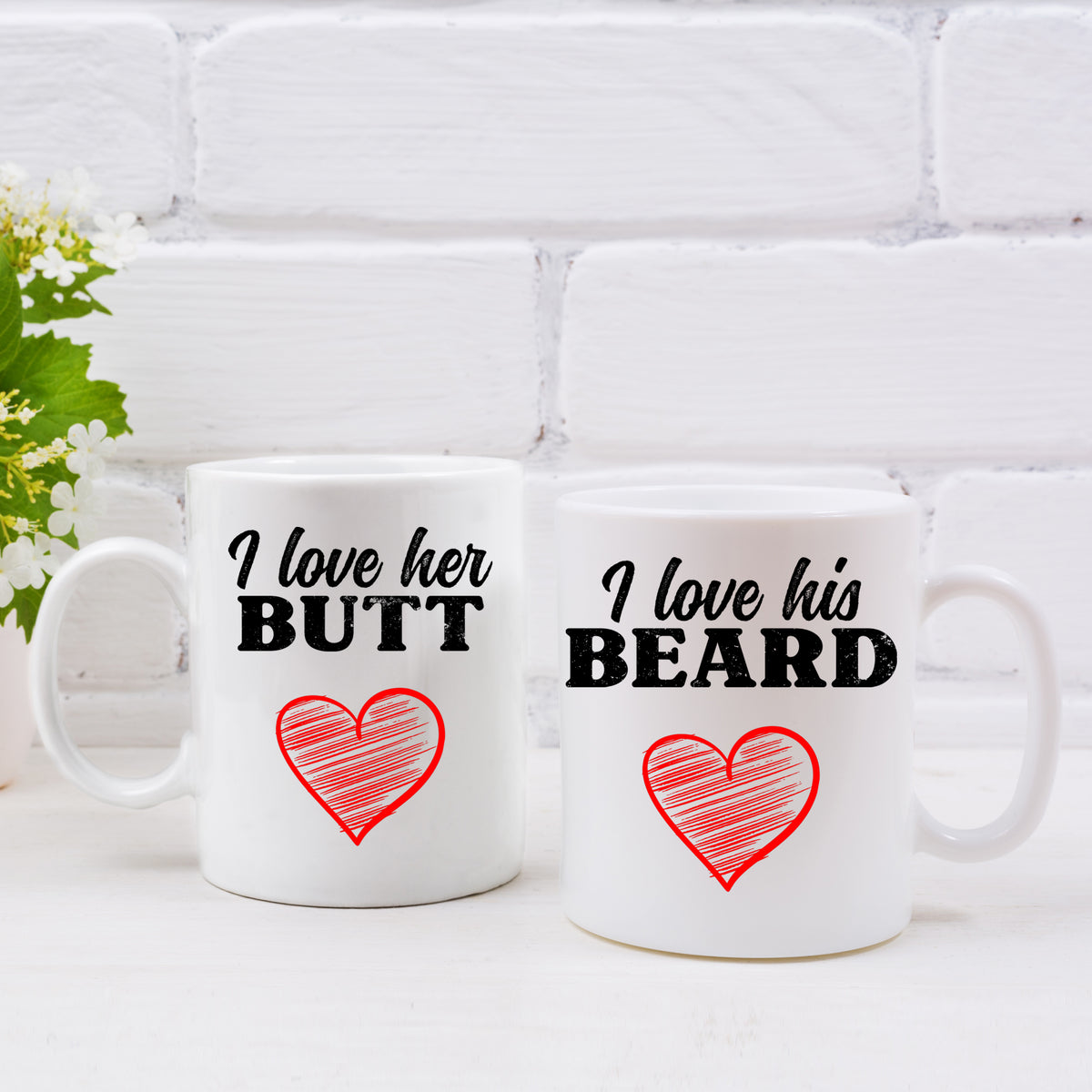 I Love His Beard / Her Butt Mug and/or Coaster Gift - Always Looking Good -