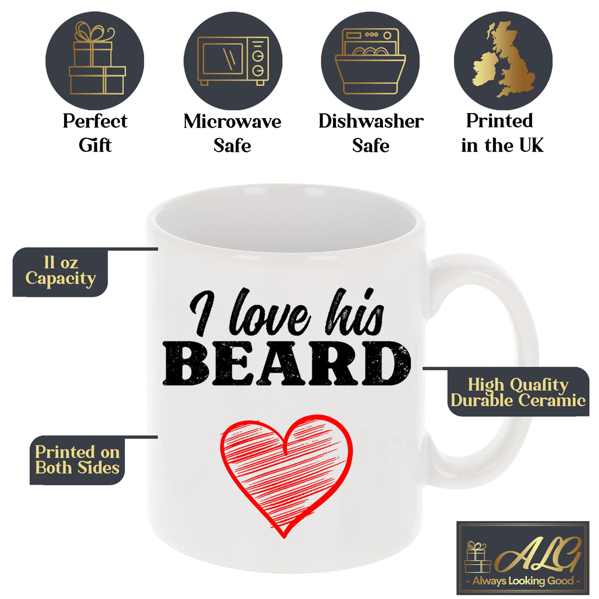 I Love His Beard / Her Butt Mug and/or Coaster Gift - Always Looking Good -