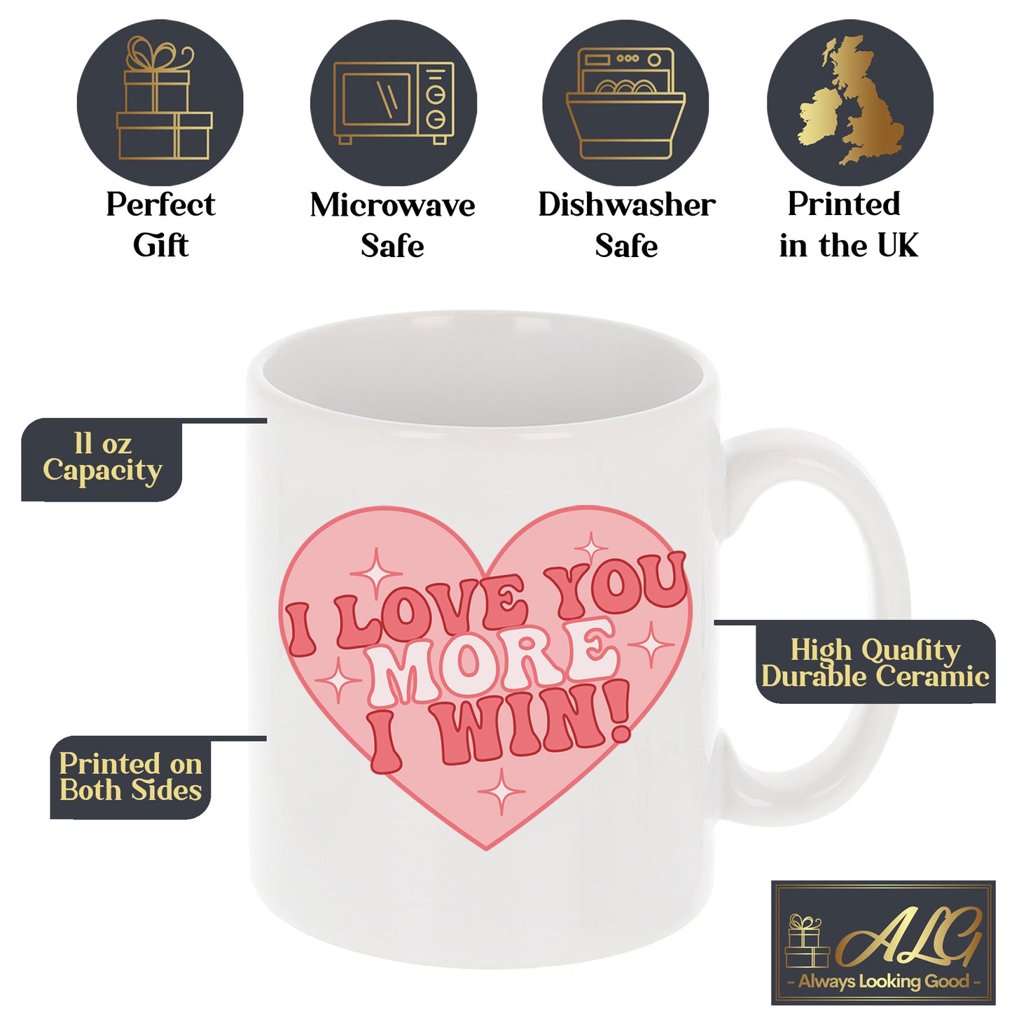 I Love You More I Win Mug and/or Coaster Gift - Always Looking Good -