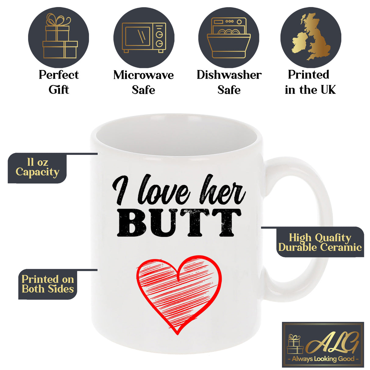 I Love His Beard / Her Butt Mug and/or Coaster Gift - Always Looking Good -
