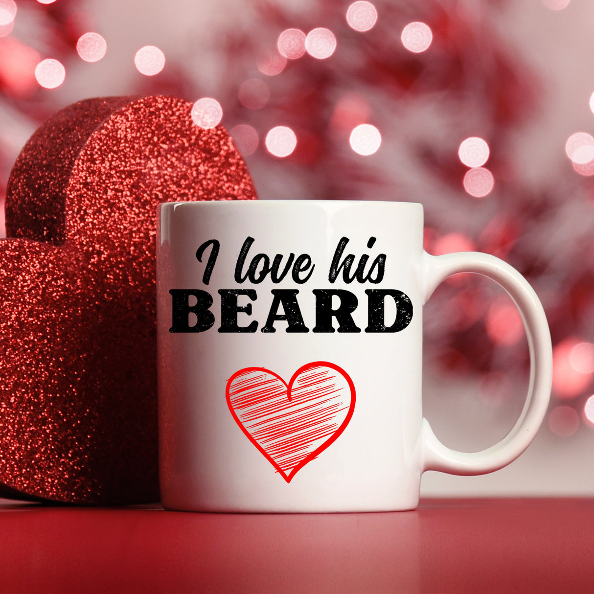I Love His Beard / Her Butt Mug and/or Coaster Gift - Always Looking Good - I Love His Beard Mug Only