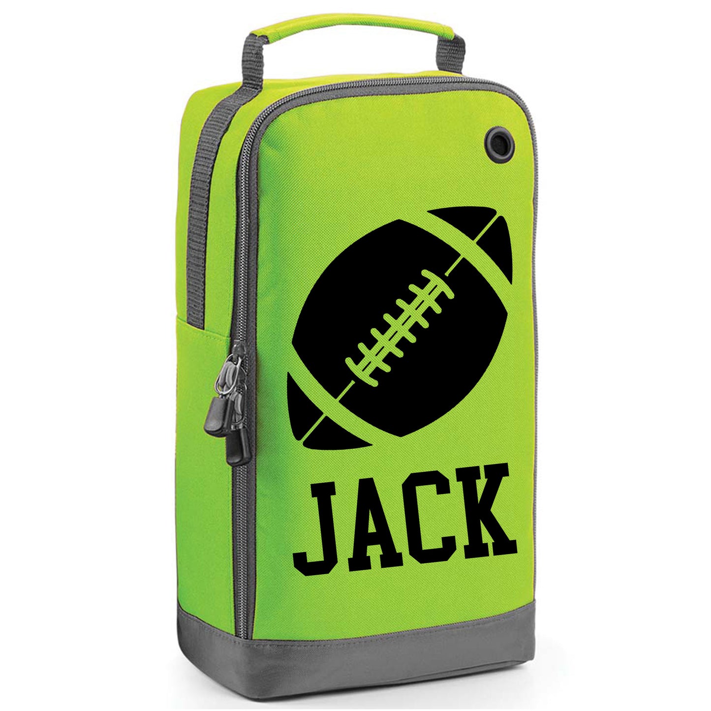 Personalised Rugby/ American Football Boot Bag with Design & Name - Always Looking Good - Lime Green