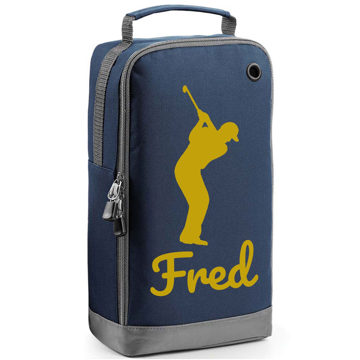 Personalised Golf Shoe Bag with Male Golfer & Name or Initials - Always Looking Good - Navy