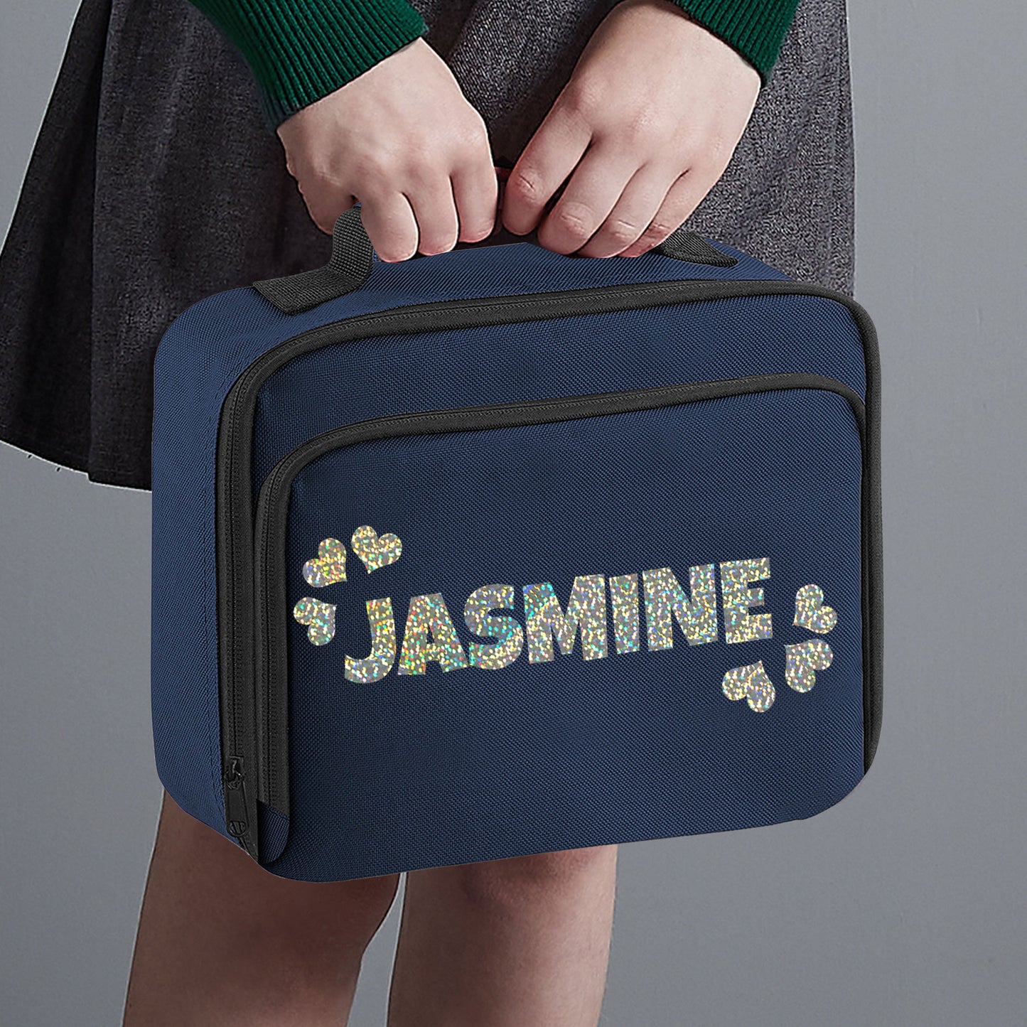 Personalised Lunch Bag with Name & Hearts Childs School Lunch Box - Always Looking Good -